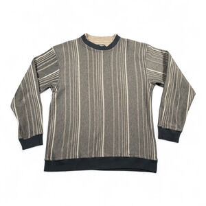 Vintage Knights Sportswear Sweater Adult LARGE Brown Striped Double Collar Y2K